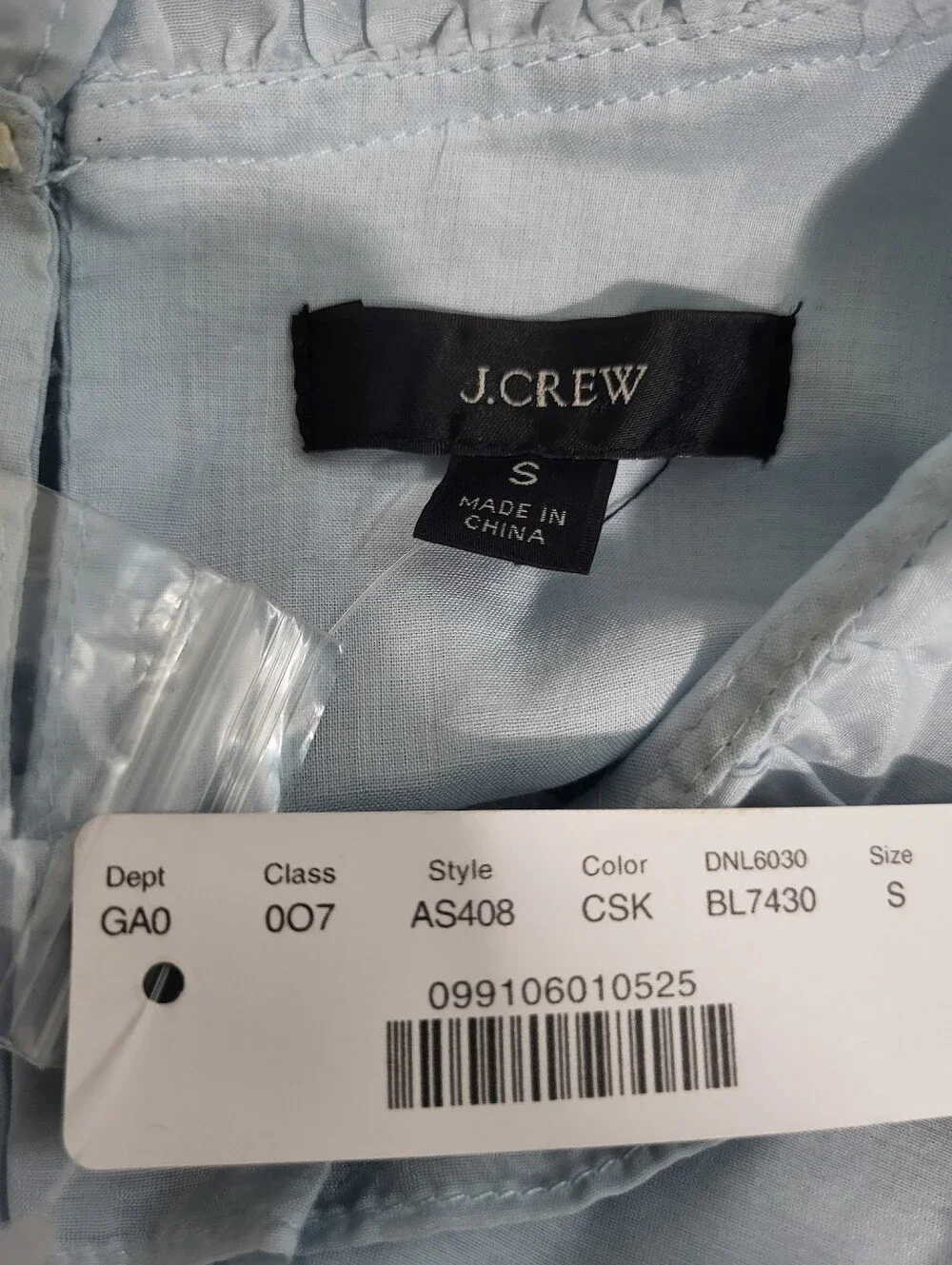 J Crew Flutter Sleeve Light Blue Top Blouse Cotton Silk Voile Small NWT - Picture 3 of 5